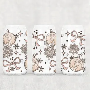 GINGERBREAD ORNAMENT COQUETTE  glass cup with LID, Mug Tumblers Bamboo Drink ware Lid