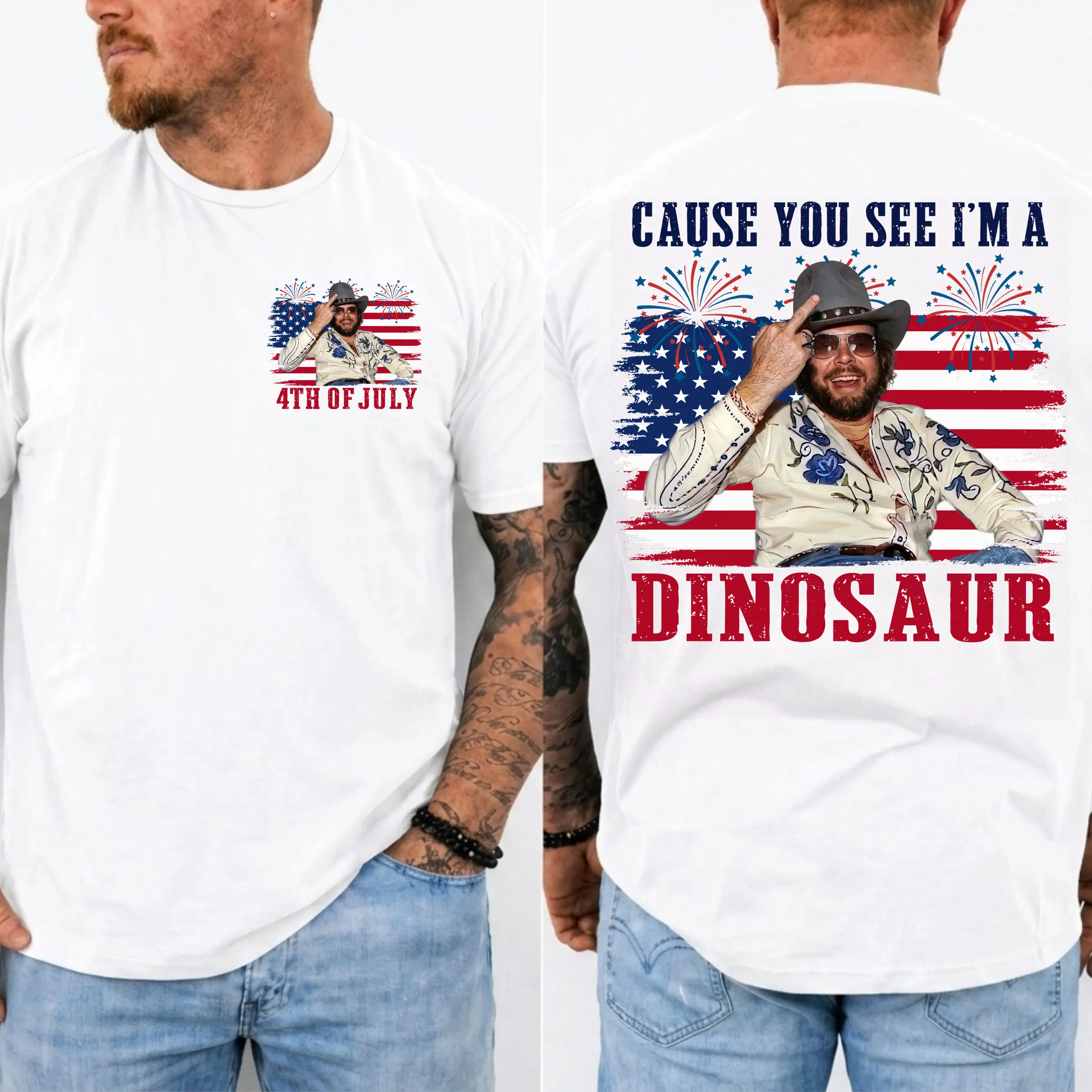 Din0saur H.ank Wi.lliams Jr.Bocephus Western Shirt, 4th Of July shirt, Funny Cowboy Quote Shirt, Country Music Vintage Style Unisex shirt, Classic Coutry Fan Gift, MADE IN USA
