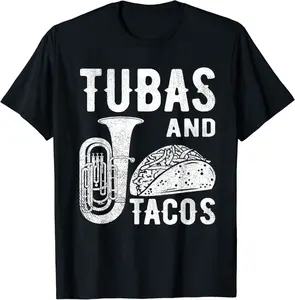 Funny Tuba Player Marching Band Tubas and Tacos Taco Shells T-Shirt - Williamze Shop 20B08R35BH2M