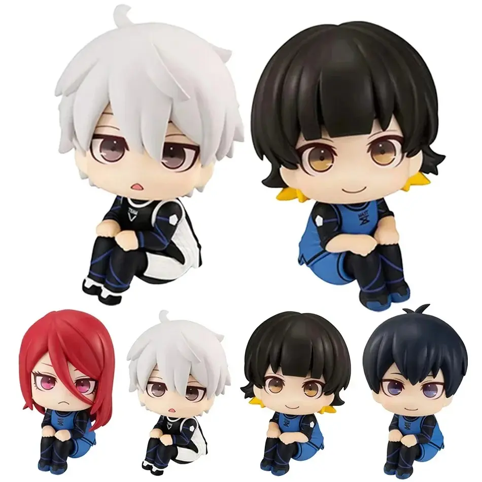 Chibi-style figures featuring Isagi Yoichi, Bachira Meguru, Nagi Seishiro, and Chigiri Hyoma—cute big-headed dolls/figurines. Suitable as desktop ornaments, gifts, or souvenirs.