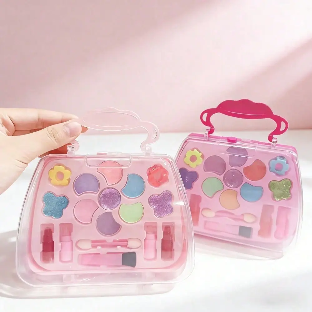 1set Portable Transparent Handheld Pretend Makeup Case - Kids Non-Paint Simulation Cosmetic Play Box, Girls Indoor Role Play Leisure Equipment Accessory