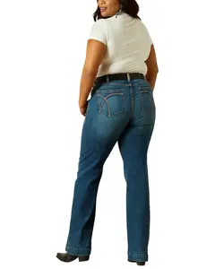 Ariat Women's Hasley Dark Wash Mid Rise Slim Trouser Denim Jeans Plus - 10058920-Plus