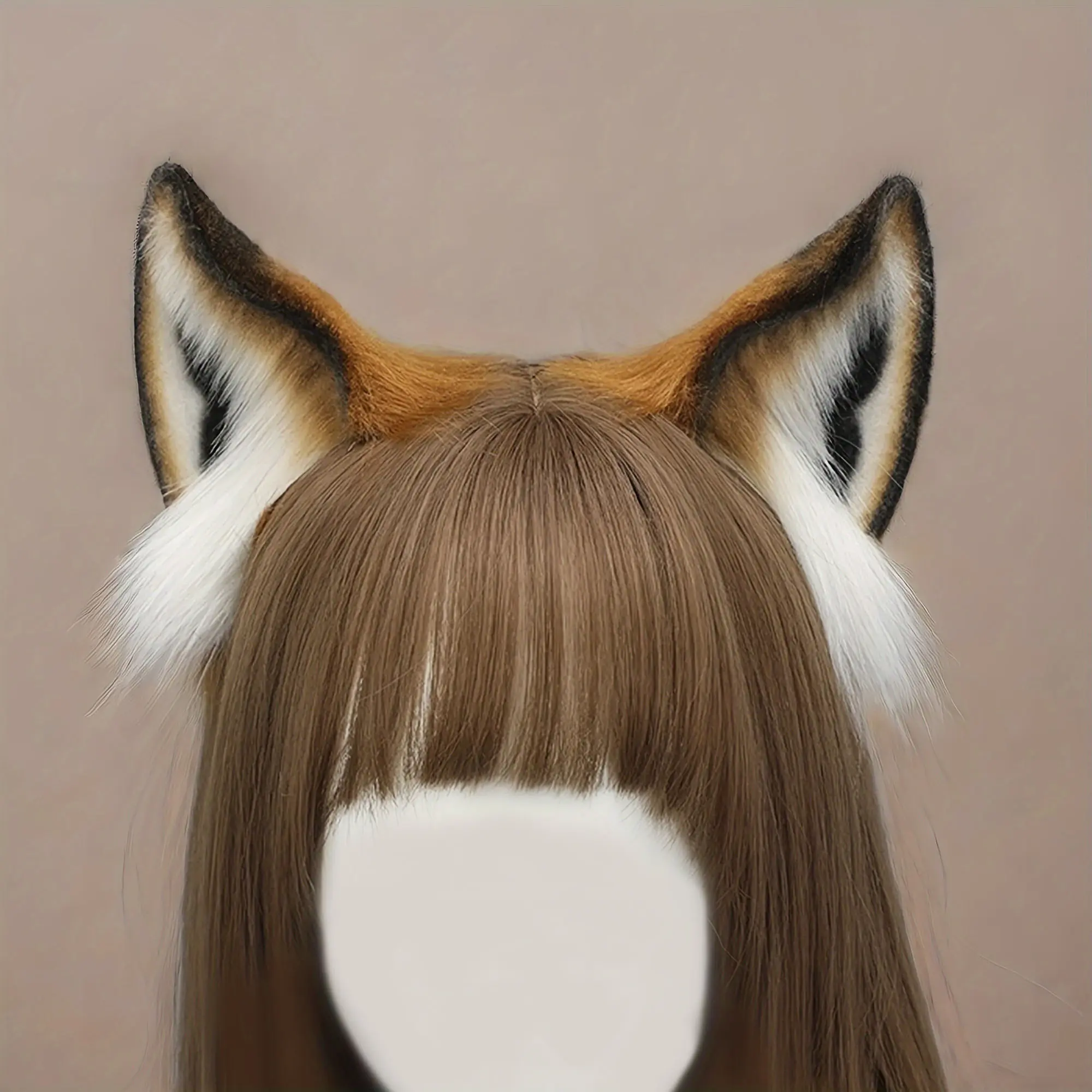 Cute Faux Fur Fox Ears Headband, Animal-Themed Polyester Hair Accessory, Party Accessory, Perfect for Halloween & Cosplay Costumes, Easy-Care Design