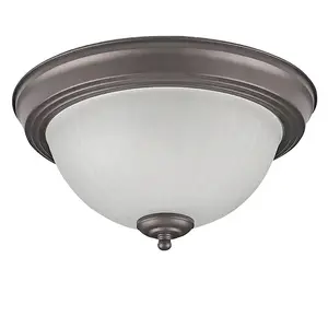 FixtureDisplays® 13" American Style Flush Mount Ceiling Dome Light, Metal Base & Frosted Glass, E26/E27 Socket, Modern Vintage Ceiling Lamp for Bedroom Dining Room Hallway Balcony 16165