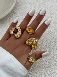 Women's Heart-Shaped Alloy Ring Set, Party Jewelry Gift, Vintage Fashion Accessory for Women Daily Wear & Events