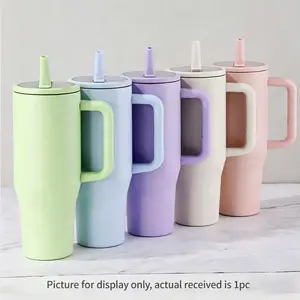 1200ML Stainless Steel Insulated Cup, Foldable Straw, PP Straw, Dedicated Brush, Long-Lasting Insulation, Portable Car Cup