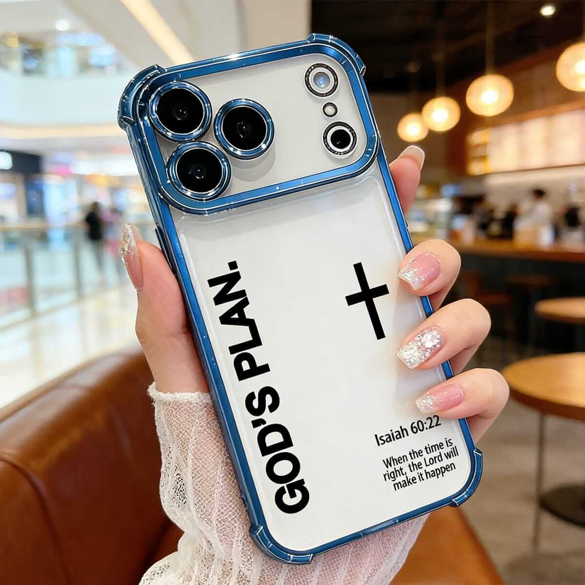 Trendy God's Plan Cross iPhone Case, Christian Isaiah 60:22 Clear Rose Gold Shockproof Cover for 11-17 Pro Max Plus Air, Religious Inspirational Gift for Believers DDSJ-26040409