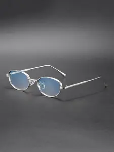 Unisex Metal Cat Eye Sunglasses, Uv400 Protection, Casual Style, Square Frame, Copper Alloy Material, All Seasons Use, Fashionable Design