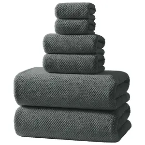 REDKISS Black Towel Set: A 6-piece set of premium, soft bath towels. This ultra-absorbent, luxurious 6-piece set includes 2 bath towels, 2 hand towels, and 2 face towels, perfect for everyday use in bathrooms, gyms, hotels, and spas.