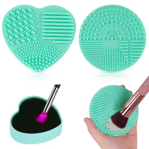 AUAUY Makeup Brush Cleaning Mat, 2 Pack Silicone Makeup Cleaning Brush Scrubber Pad, Cosmetic Brush Cleaner with Suction Cup, Portable Cosmetic Clean Tools-Green Lairi