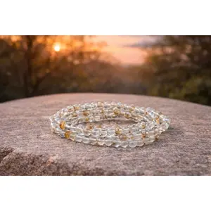 4mm Natural Golden Topaz Crystal Stone Energy Bracelet