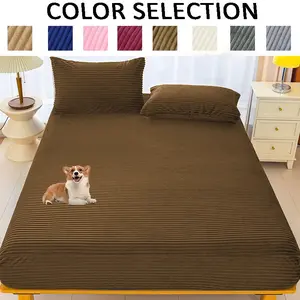 Stylish Drawstring Bedding Set, Ultra-Soft Flannel Fabric, All Seasons Use, One-Piece Design Easy Fit, King/queen Size, Includes 1 Fitted Sheet & 2 Pillowcases，bedroomrefresh，minimalistbedding，luxurybedding，aestheticbedding