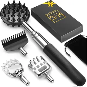 Telescoping Back Scratcher with 4Pcs Detachable Scratching Heads, Fathers Day Dad Gifts for Men Back Scratcher for Men/Dad/Women
