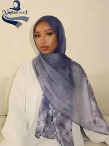 Elegant Printed Cotton Linen Long Scarf, Soft Comfortable Breathable Shawl, Summer Beach Sun Protection, Muslim Daily Fashion, Ramadan Eid