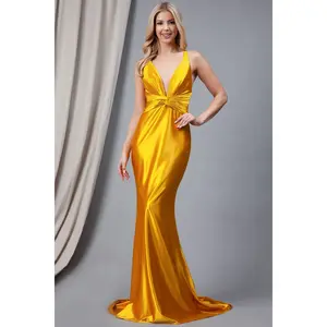 MariGold Bridesmaid Dresses-Inexpensive Amelia Couture 5039 V-neck