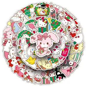 Sanrio Christmas Festive Stickers 50 Pieces Featuring Hello Kitty in Halloween Costumes for Crafting Scrapbooking and Decorations
