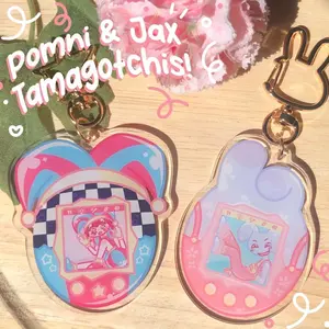 (NOT COMBO 2) Pomni & Jax Tamagotchi keychains, The Amazing Digital Circus Bag Charms