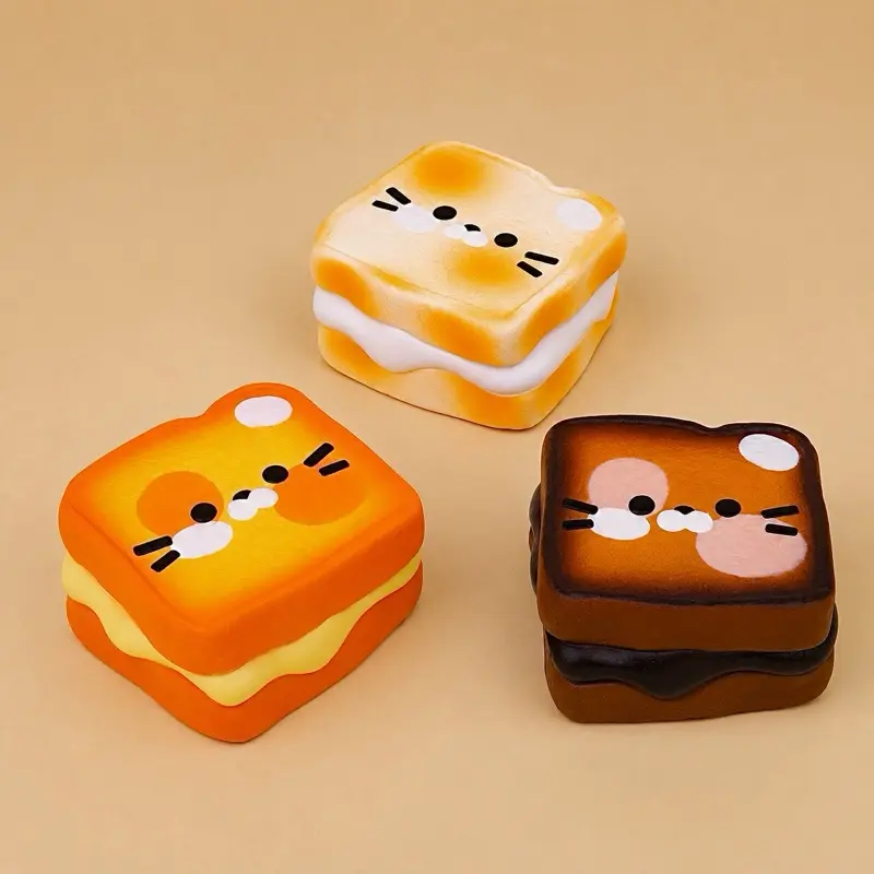 Cat Toast Bread Slow Rising Squishy Toy, Scented Soft Foam Sensory Fidget Toy, Cute Bakery Food-Themed Gift