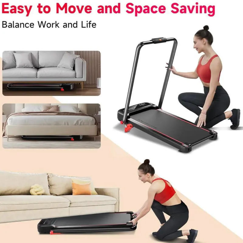 RHYTHM FUN Incline Foldable Treadmill, Walking Pad Treadmill with Incline, 300 lbs Portable Treadmill with Handles for Home Office Use, Under Desk Compact Treadmill with LED Display & APP