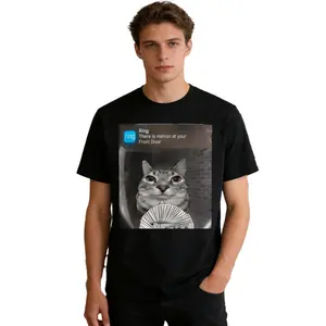 Cotton Ring Cat with Motion Meme T-Shirt