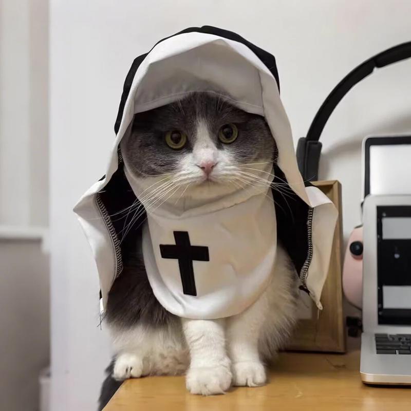 Funny Robe Style Pet Costume for Dogs & Cats Cute Cosplay Outfit with Cross Design and Hooded Design