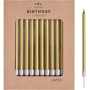 Long Thin Metallic Birthday Candles,  Candles, Birthday Parties, Wedding Decorations, Party Candles,  Decorations