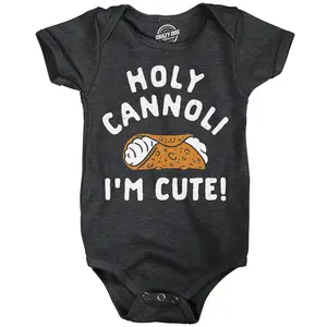 Holy Cannoli Im Cute Baby Bodysuit Funny Sarcastic Food Graphic Novelty Jumper For Infants Funny Baby Onesies Funny Food Onesie Novelty Onesie Black -