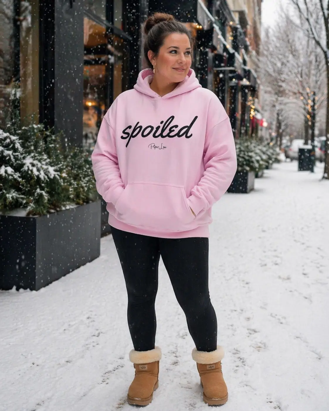 Women's Soft Spoiled Graphic Hoodie - Athletic Tops & Sweatshirts, Made in the USA, 50% Cotton 50% Polyester Heavy Blend Fabric, Spandex Yarn, Pocket Detail
