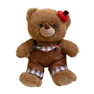 Cute Plush Cuddly Teddy Bear Toy Doll, Striped Denim Stuffed Animal, PP Cotton Filled Sofa Pillow Decoration, Perfect Valentine's Day Gift, Snuggle Bear