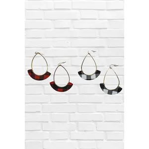 Buffalo Check Leather Earrings