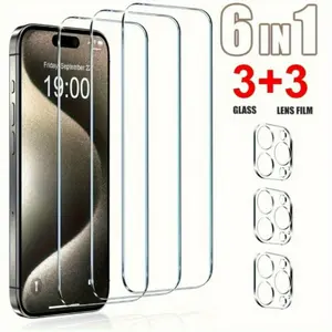Ultimate 3+3 Packs Tempered Glass Screen Protector with Camera Lens Protector for iPhone 16-13 - High Definition and Anti-Scratch