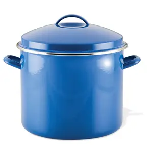 Cookware 16-Quart Stockpot - Blue Enamel Pot with Lid and Handles for Cooking Needs