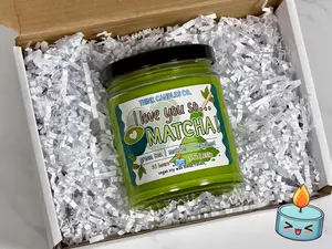 I Love You So... Matcha! Candle | Hand Poured Vegan Wax Blend Candle | 9 oz, 4 oz, 2 oz Snap Bar