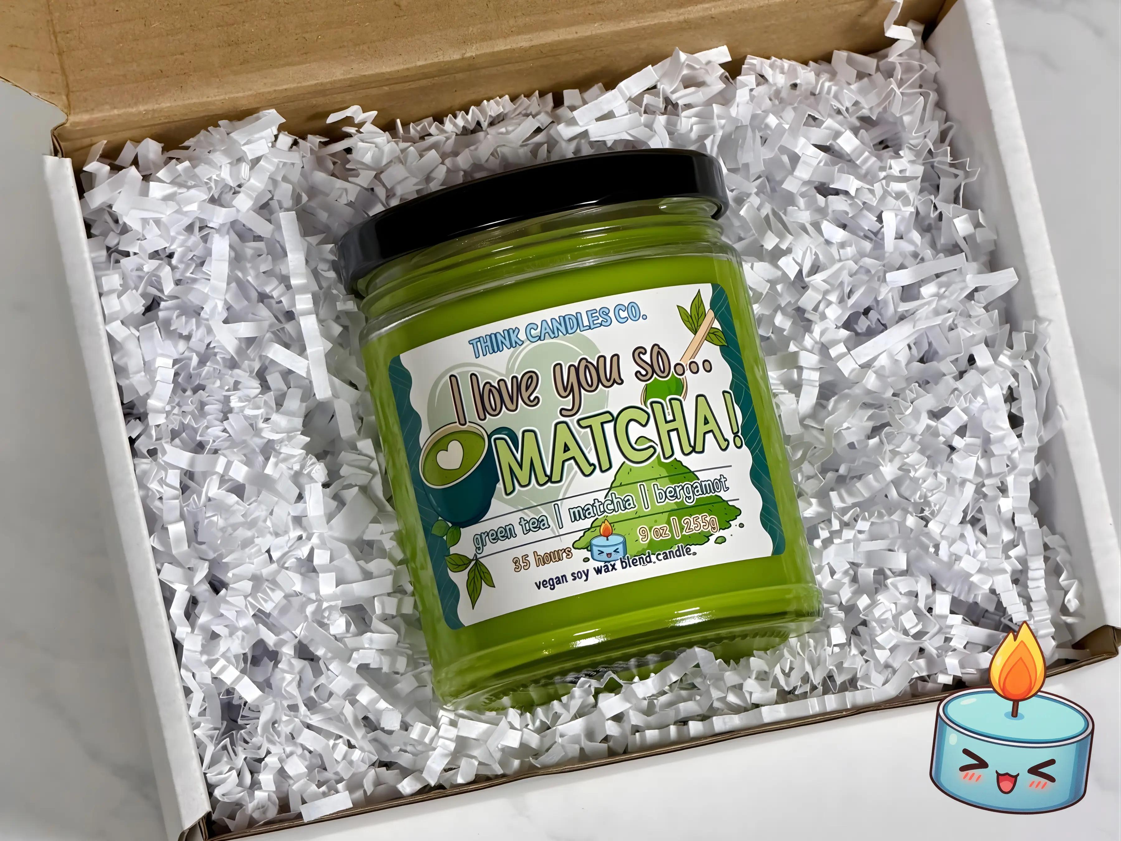 I Love You So... Matcha! Candle | Hand Poured Vegan Wax Blend Candle | 9 oz, 4 oz, 2 oz Snap Bar