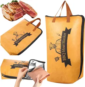 BBQ Blanket for Resting Meat, Meat Resting Blanket for Grilling Accessories, Reusable Smoker Grilling Meat Insulated Resting Bag, BBQ Accessories for Large Brisket, Gifts for Men, Dad, Christmas Gifts