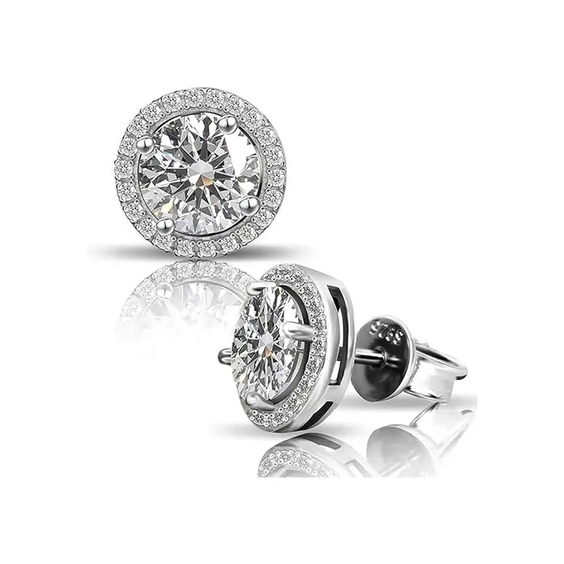 Orecchini In Moissanite Shiny - Argento 925 Con Chiusura A Vite - 3-10 Mm - Unisex - Ipoallergenici