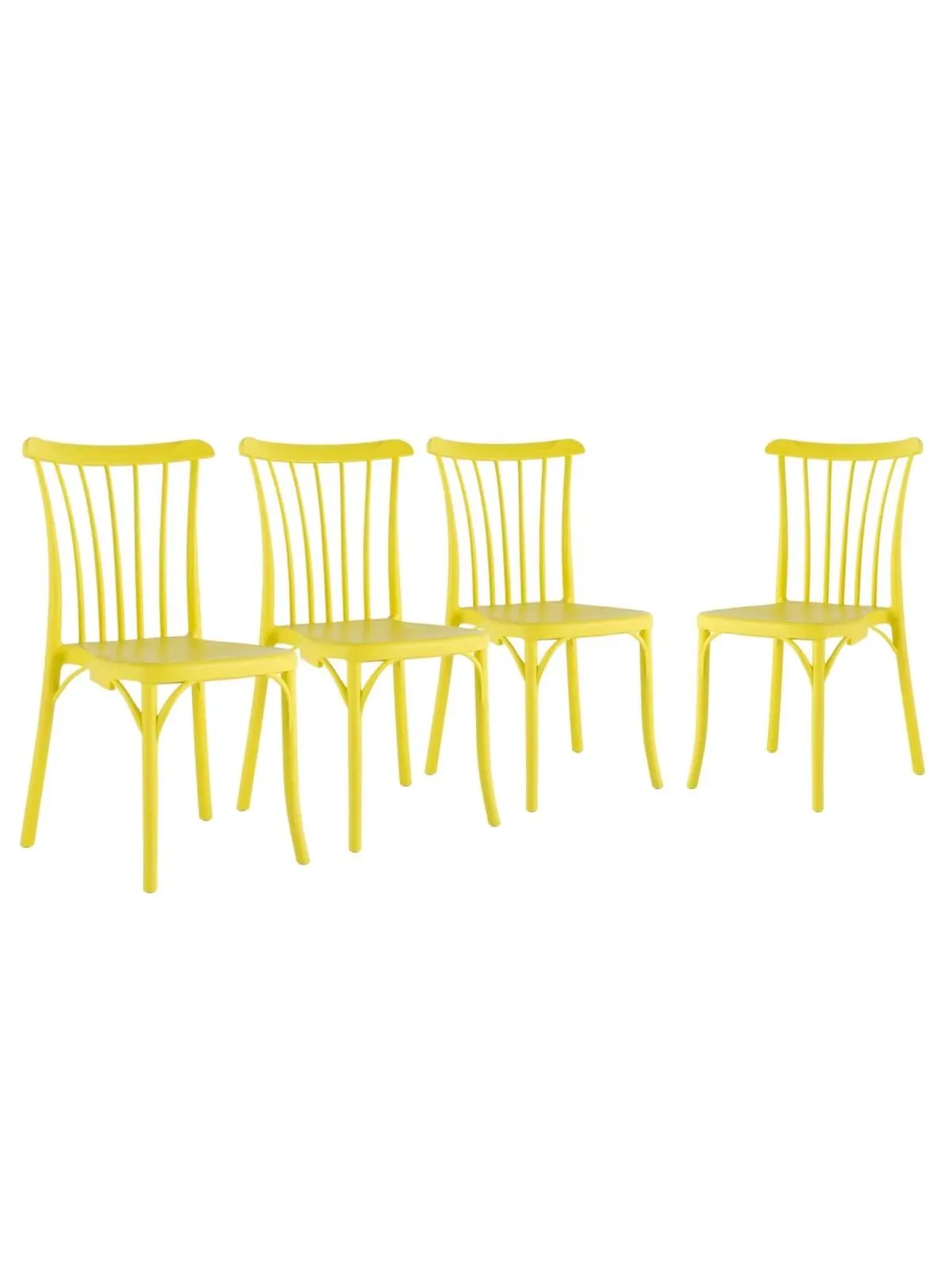 212 MAIN 22 in. Yellow Heavy Duty Plastic Armless Traditional Stackable Dining Chairs - Set of 4, Armless Chairs for Indoor Outdoor Furniture with 4 Seats