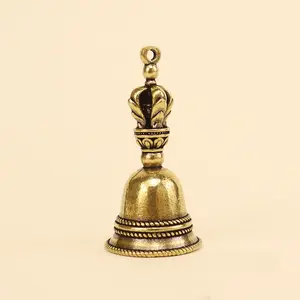 Handmade Vintage Brass Bell Desktop Ornament, Crafted Copper Bell Amulet Pendant, Unique Home Decor Accessory, Single Piece