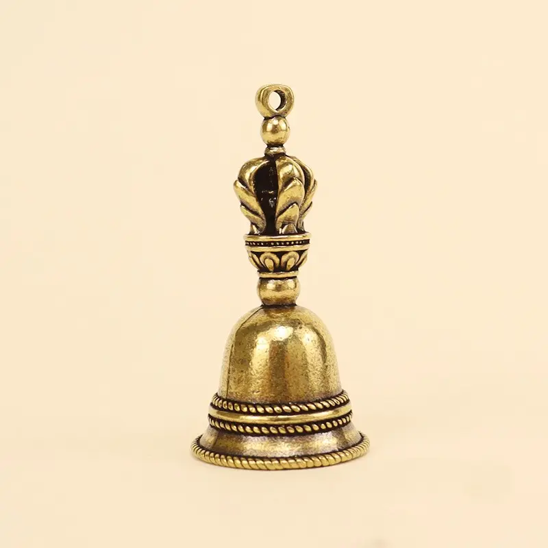 Handmade Vintage Brass Bell Desktop Ornament, Crafted Copper Bell Amulet Pendant, Unique Home Decor Decoration Accessory, Single Piece, Novelty Decor, Gift