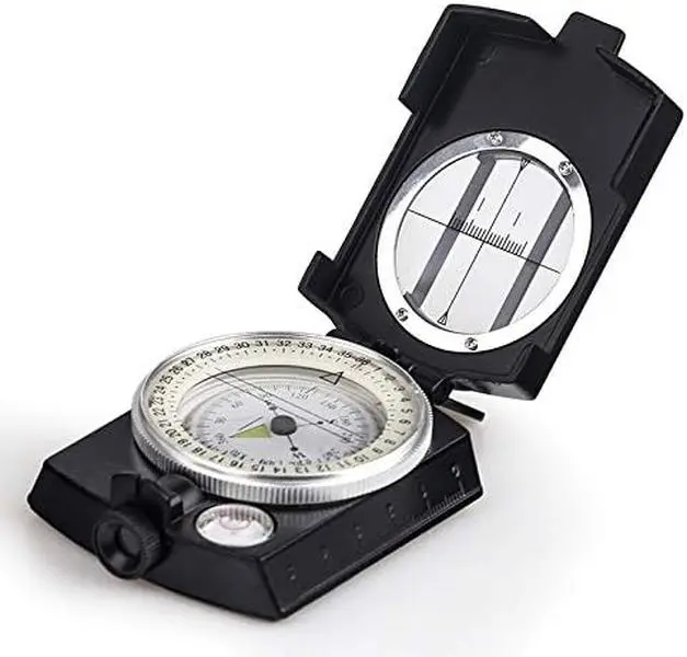 High-Strength Military-Style Compass - Compact, Portable, Waterproof, Shockproof Camping Gear with Luminescent Dials, Bubble Level, 360° Dial, Telescope, IP54 Rating for Hiking, Geology Activities