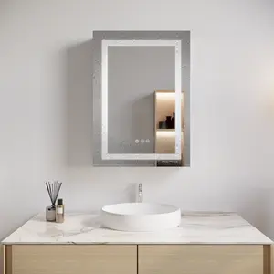 26x20 inch Bathroom Medicine Cabinet with LED Mirror, Anti-Fog, Waterproof, 3000K~6000K Single Door Lighted Bathroom Cabinet with Touch Swich, Dimmable,Recessed or Surface Mount (Left Door)   WL