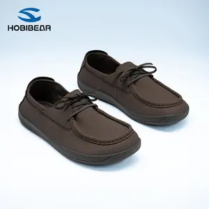 HOBIBEAR Men’s Moccasins Slip-On Soft Sole Casual Leather Shoes Wide Toe Breathable Driving Shoes Spring/Autumn Easy Loafers