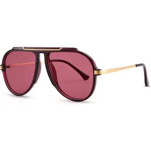 Trendy Oversized Aviator Sunglasses for Women Men 70s Retro Gold Metal Tangle Free Aviators Sun Glasses LED Light Blocking Stickers angular