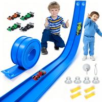 1 Blue track + 4 cars +12 suction cups + 1 hook