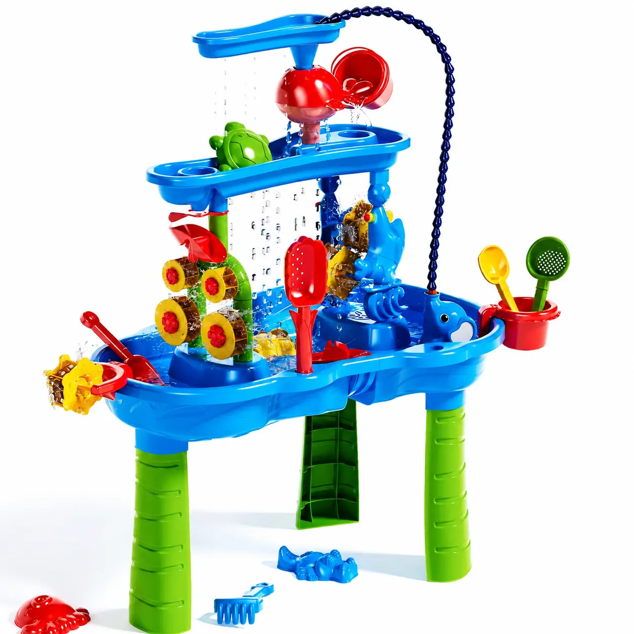 Summerwins 3-Tier Kids Sand & Water Table, 39PCS Sensory Activity Play Table Toys for Toddlers, Outdoor Backyard Beach Summer Gift (Pool & Sand Toy)