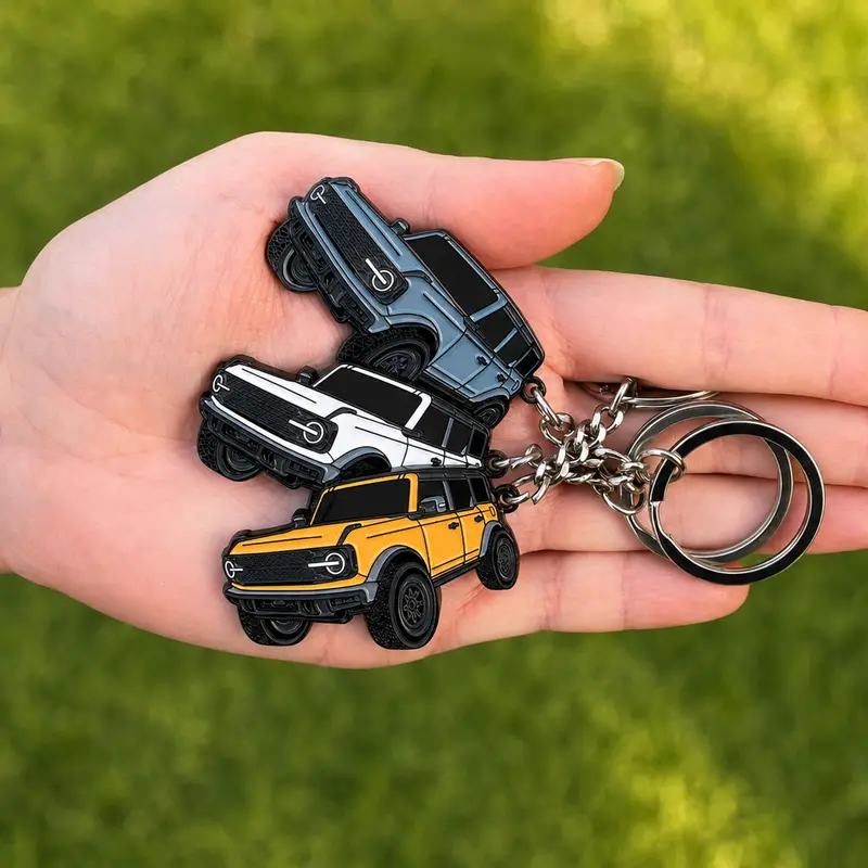 Bronco Keychain Bronco Accessories Metal Truck 2027 2026 2025 2024 2023 2022 4 door key chain Compatible with Ford Bronco Fob Cover Cool Car Mods