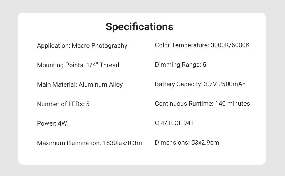 NEEWER BASICS ML01 LED Macro Photography Light, 4W Continuous Mini Light with Flexible Gooseneck, 5 Colors & 5 Brightness Levels, 1830Lux, CRI95, Gobo Projection Lens, Rechargeable for Close Up Shooting