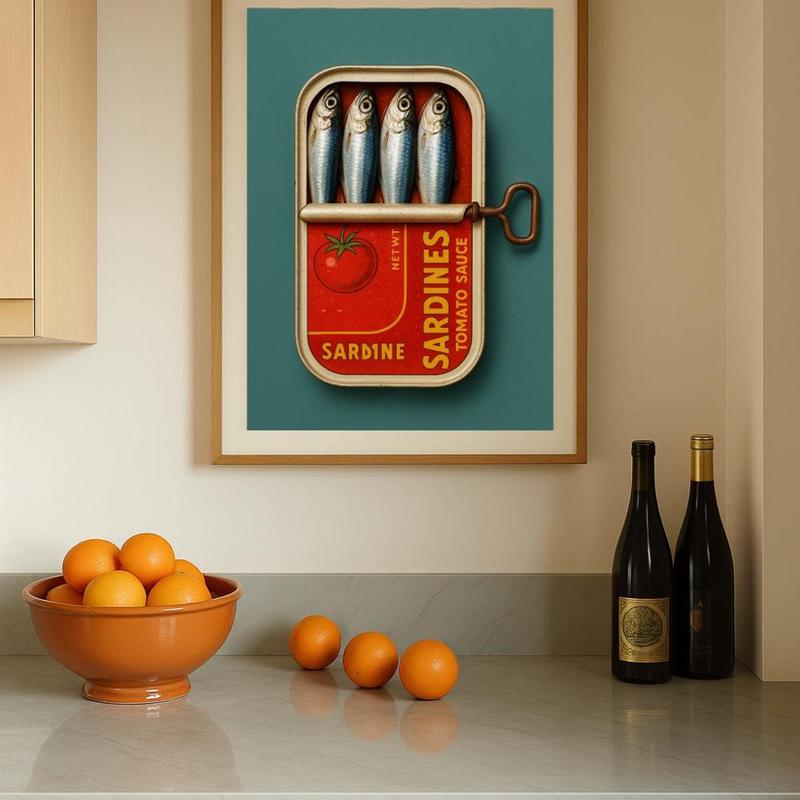 Sardines Art Print Retro Sardines Wall Art Fish Print Retro Kitchen printable Kitchen Wall Art Fish Wall Art Digital Print Sardine Poster, Unframe
