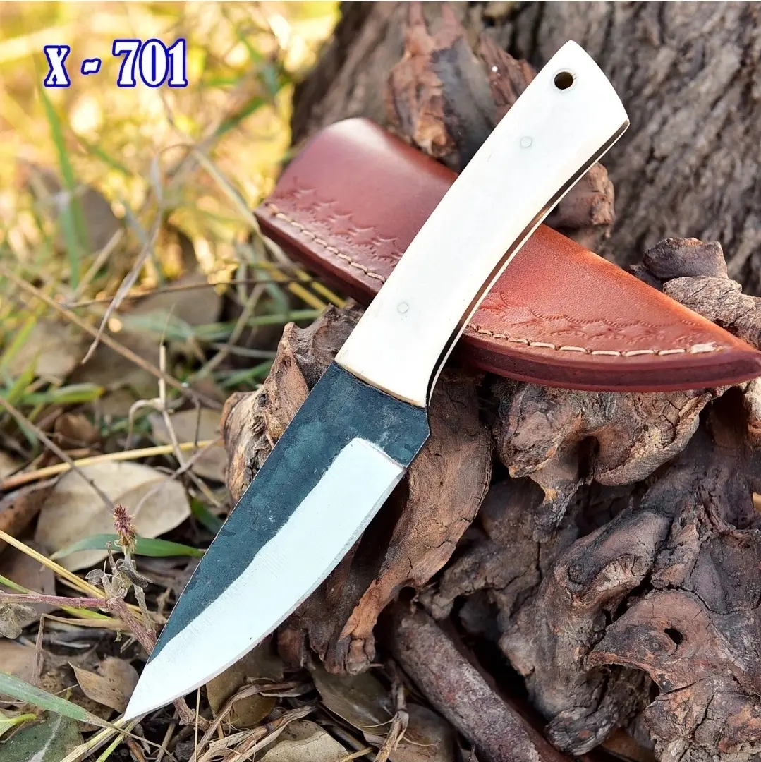 Custom Handmade Forged Steel Blade Kitchen Knife Chef Knife Outdoor Hunting Knife With Leather Sheath
