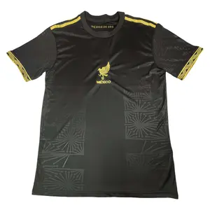 Mexico National Team Commemorative Black and Gold Short-Sleeve Collector's Edition Soccer Jersey